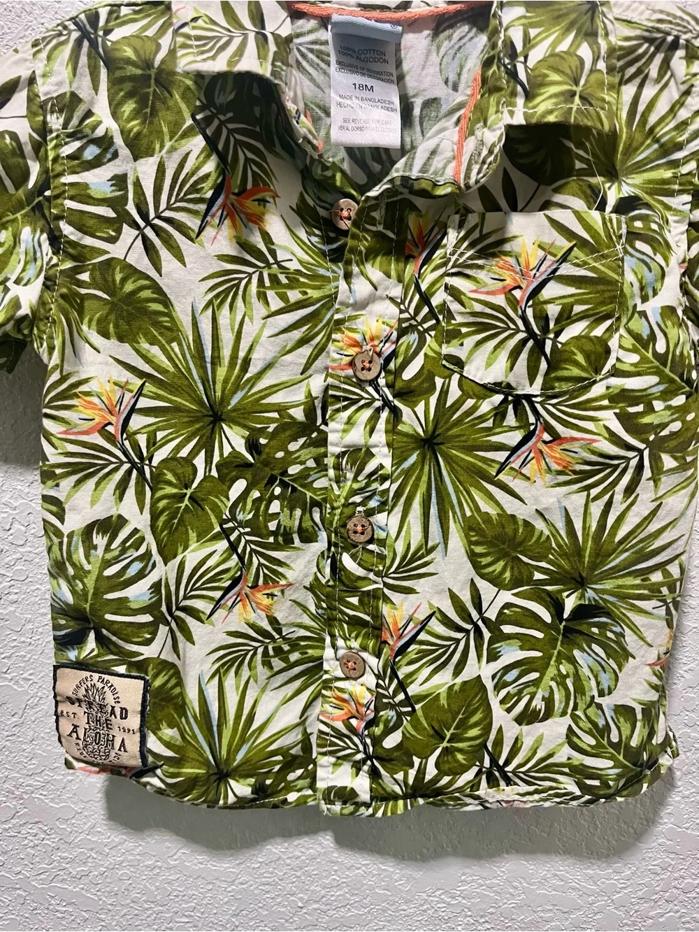 Carter’s & Little Lad Green Plaid & Hawaiian Print Short-Sleeve Shirts